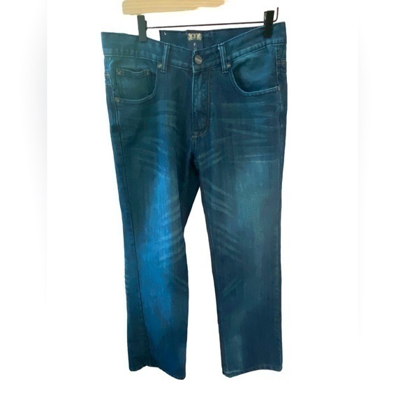 F.U.S.A.I Mens Relaxed Straight Leg Denim Blue Jeans 32x30 Dark Wash - Picture 1 of 7